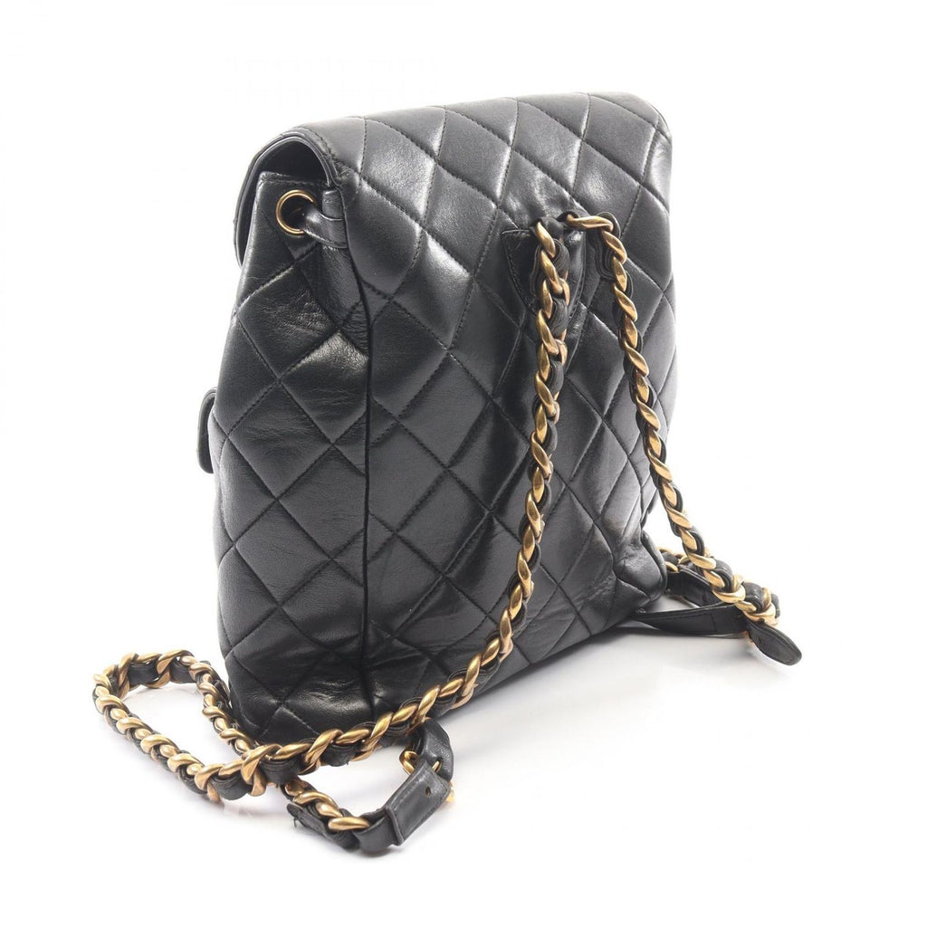Chanel Backpack Quilted Black Lambskin Double Turnlock Chain — view 2