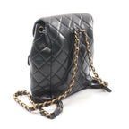 Chanel Backpack Quilted Black Lambskin Double Turnlock Chain — view 2