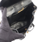 Chanel Backpack Quilted Black Lambskin Double Turnlock Chain — view 3