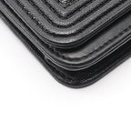 Chanel Shoulder Bag Quilted Black Caviar Leather Chain Wallet — view 9