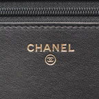Chanel Shoulder Bag Quilted Black Caviar Leather Chain Wallet — view 5