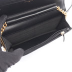 Chanel Shoulder Bag Quilted Black Caviar Leather Chain Wallet — view 3