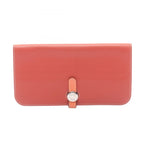 Hermes Bifold Wallet Dogon Long Sanguine Vert Clair Leather Calf