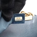 Chanel Shoulder Bag Blue Green Caviar Leather Stitch Chain — view 5