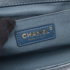 Chanel Shoulder Bag Blue Green Caviar Leather Stitch Chain — view 4