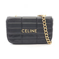 Celine Shoulder Bag Monochrome Black Leather Matelasse Chain