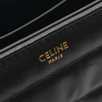 Celine Shoulder Bag Monochrome Black Leather Matelasse Chain — view 4
