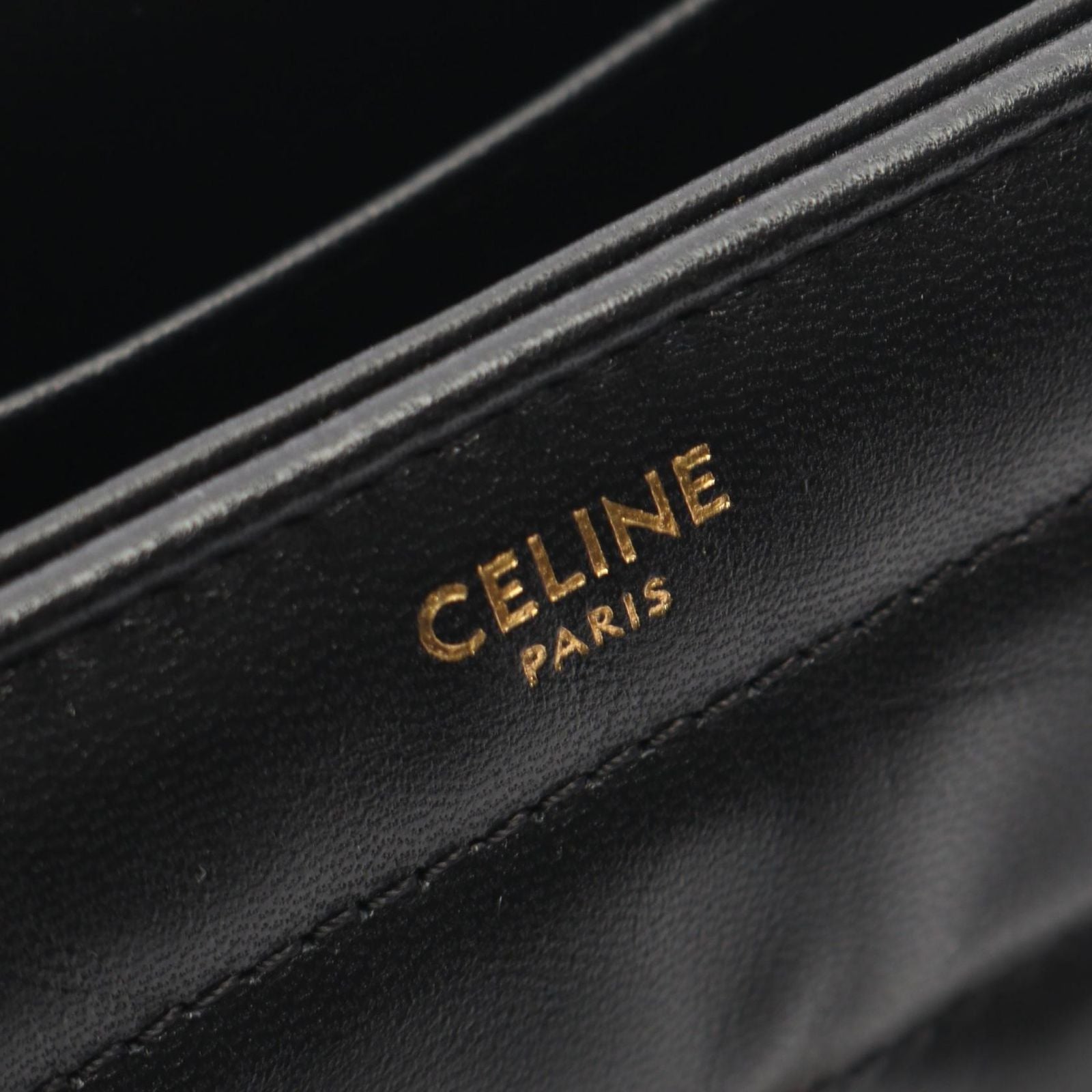 Celine Shoulder Bag Monochrome Black Leather Matelasse Chain — view 4