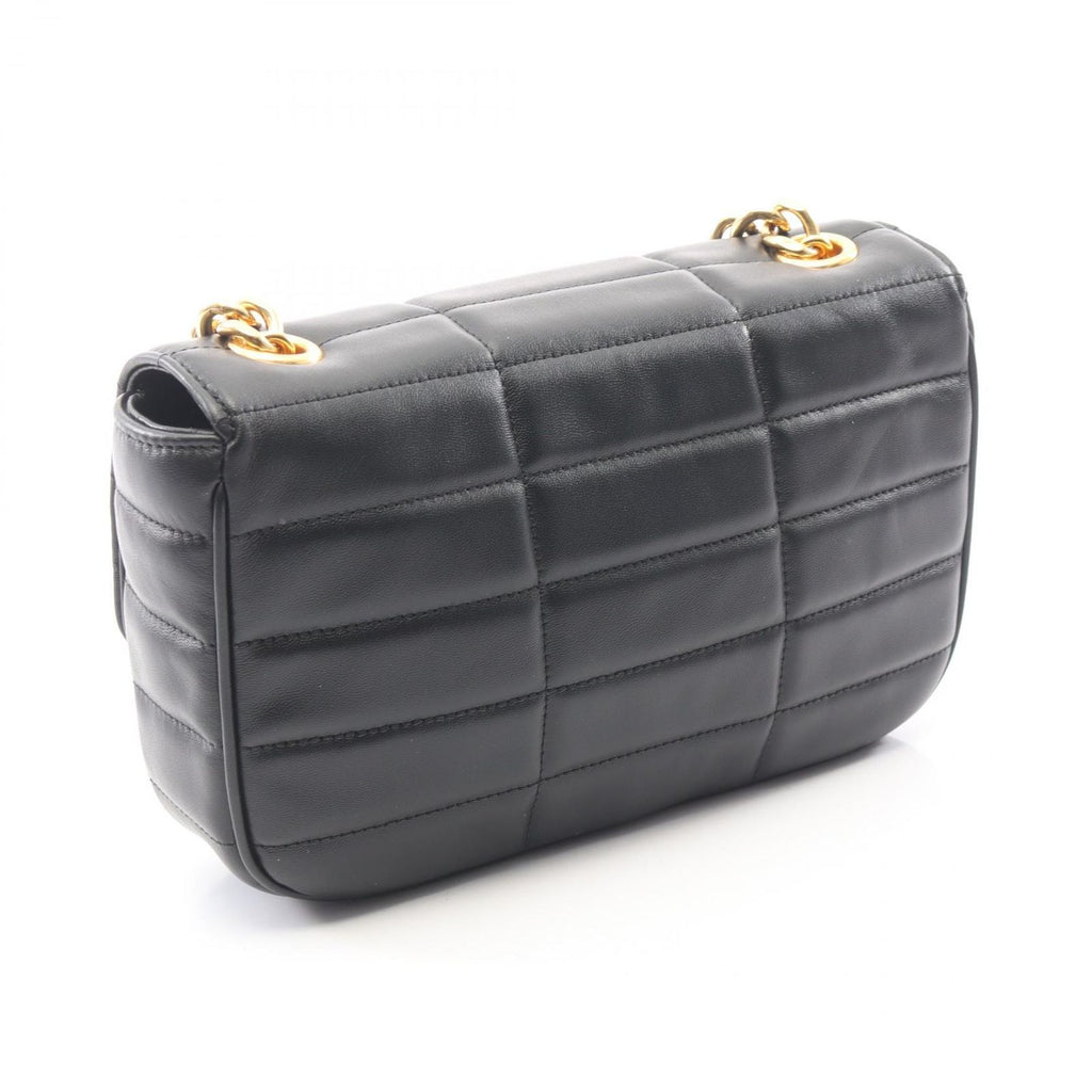 Celine Shoulder Bag Monochrome Black Leather Matelasse Chain — view 2