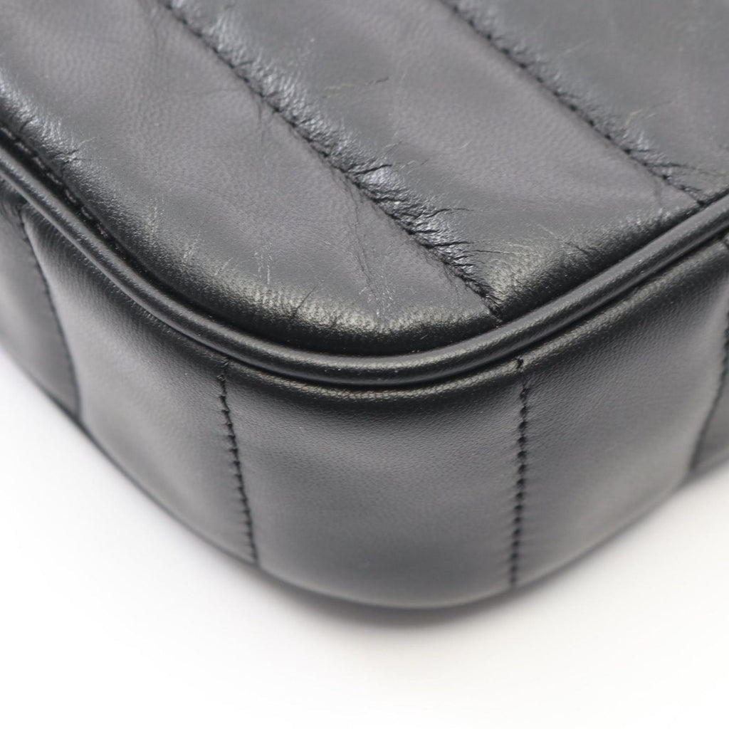 Celine Shoulder Bag Monochrome Black Leather Matelasse Chain — view 7