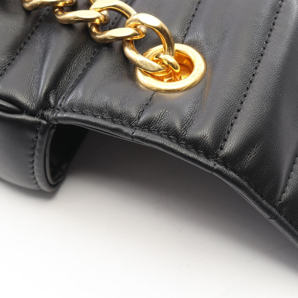 Celine Shoulder Bag Monochrome Black Leather Matelasse Chain — view 6
