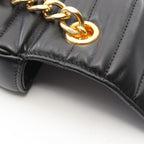 Celine Shoulder Bag Monochrome Black Leather Matelasse Chain — view 6