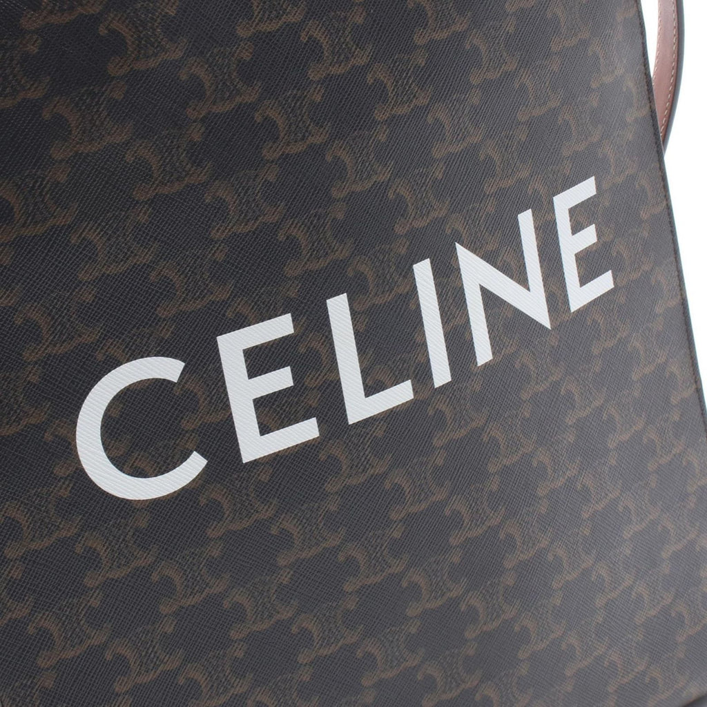 Celine Tote Small Vertical Cover Triomphe 2-Way Black Brown Canvas Leather — view 4