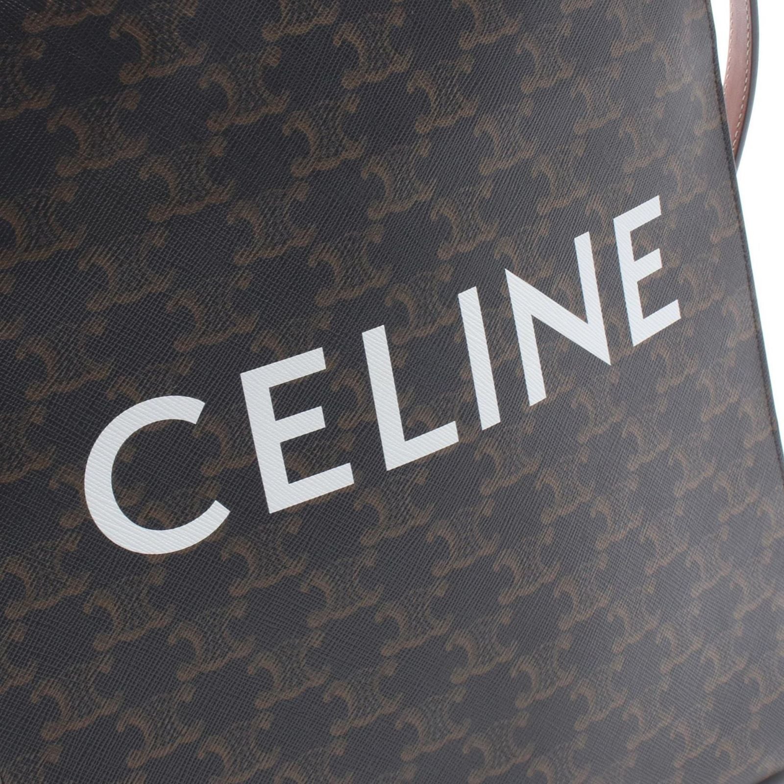 Celine Tote Small Vertical Cover Triomphe 2-Way Black Brown Canvas Leather — view 4