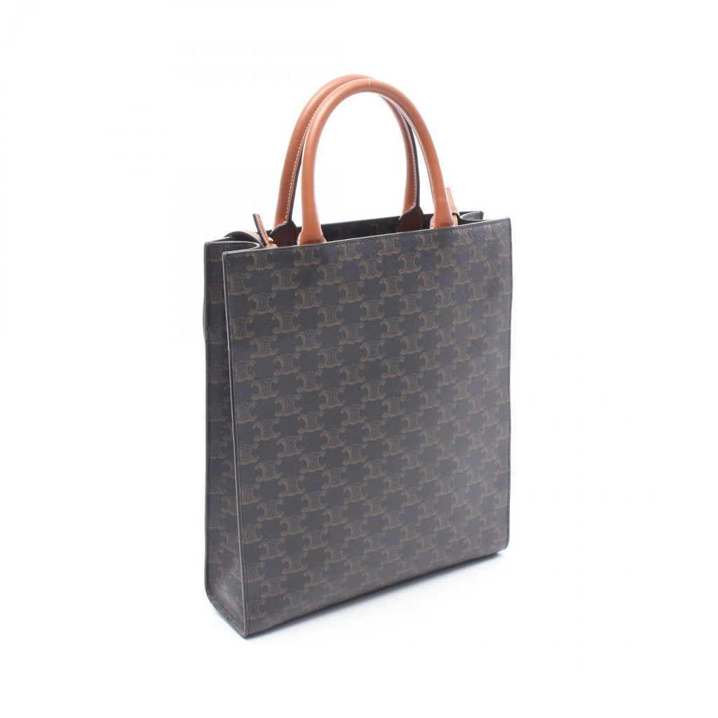 Celine Tote Small Vertical Cover Triomphe 2-Way Black Brown Canvas Leather — view 2