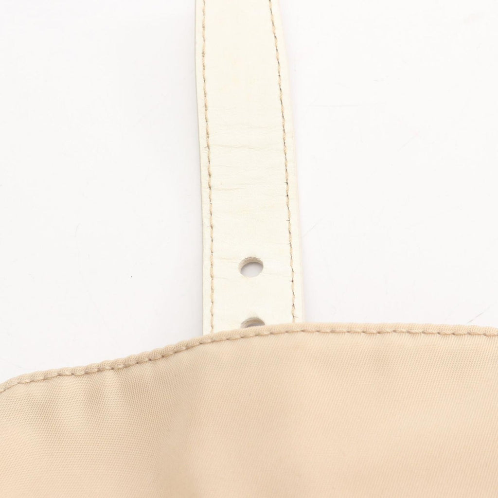 Prada Shoulder Bag Triangle Plate Beige White Nylon Leather — view 8