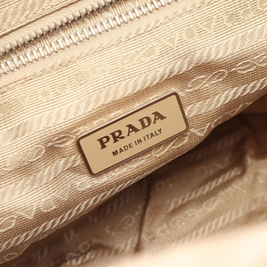 Prada Shoulder Bag Triangle Plate Beige White Nylon Leather — view 4