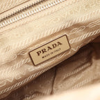 Prada Shoulder Bag Triangle Plate Beige White Nylon Leather — view 4