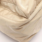 Prada Shoulder Bag Triangle Plate Beige White Nylon Leather — view 5