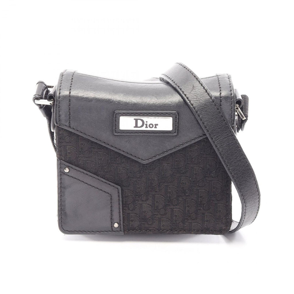 Dior Shoulder Bag Street Chic Trotter Black Canvas Leather