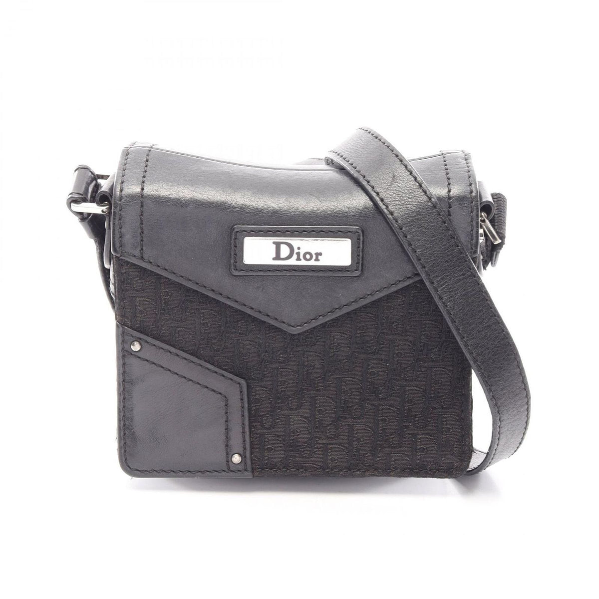 Dior Shoulder Bag Street Chic Trotter Black Canvas Leather