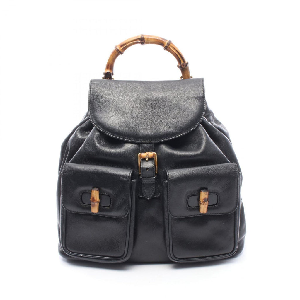 Gucci Backpack Bamboo 003 Black Leather