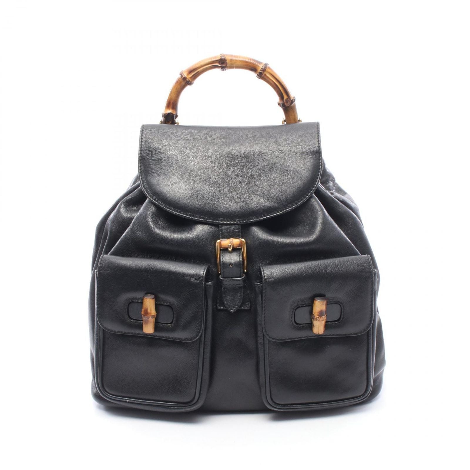 Gucci Backpack Bamboo 003 Black Leather
