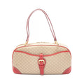 Celine Macadam Beige Red Canvas Leather Shoulder