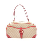 Celine Macadam Beige Red Canvas Leather Shoulder