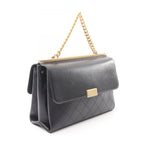 Chanel Shoulder Bag Quilted 2-Way Black Lambskin Chain — view 2