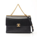 Chanel Shoulder Bag Quilted 2-Way Black Lambskin Chain