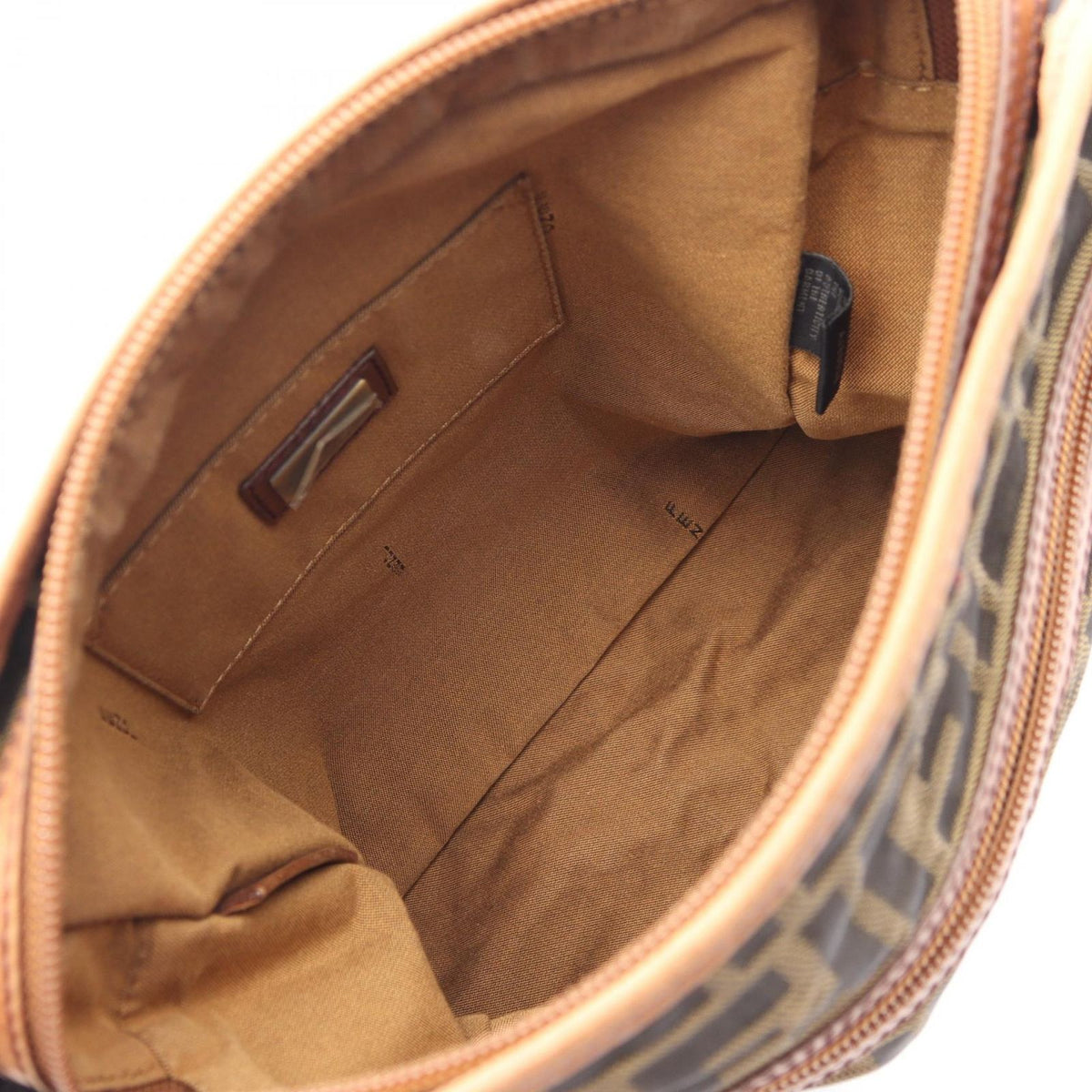 Fendi Shoulder Bag Zucca Brown Canvas Leather — view 3