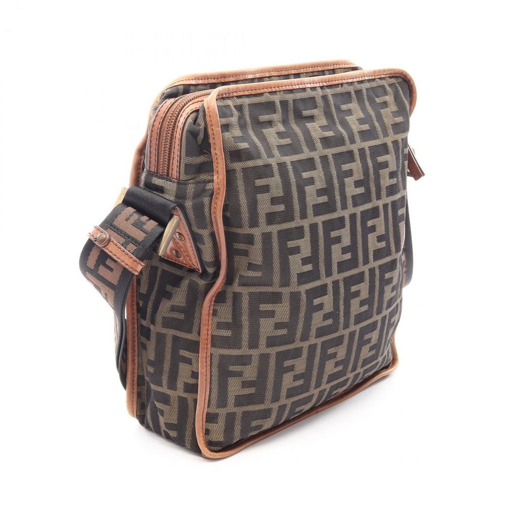 Fendi Shoulder Bag Zucca Brown Canvas Leather — view 2