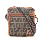 Fendi Shoulder Bag Zucca Brown Canvas Leather