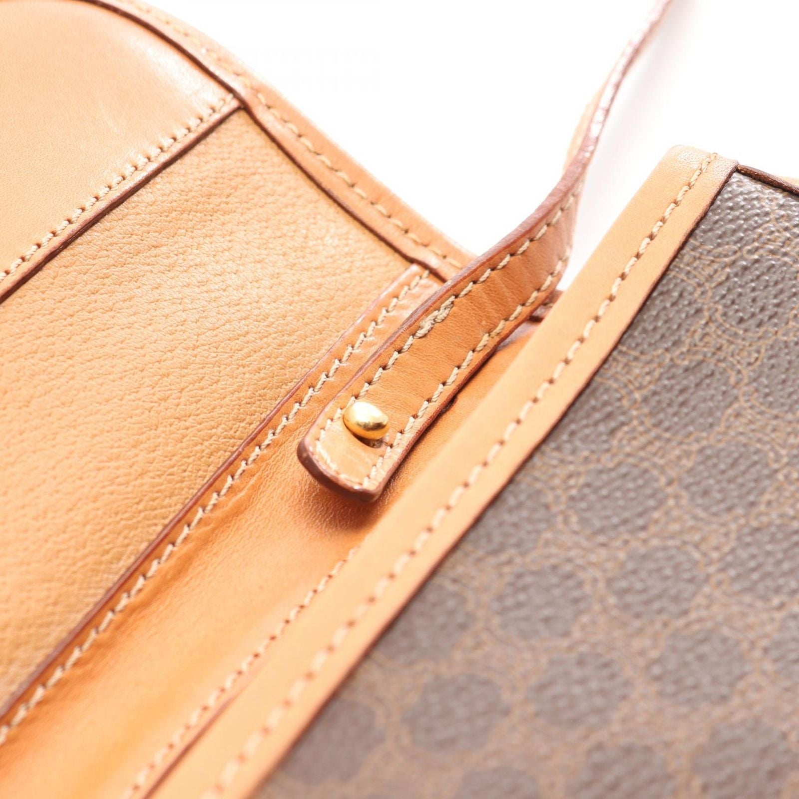 Celine Shoulder Bag Macadam Bag Dark Brown Canvas Leather — view 7
