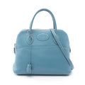 Hermes Handbag Bolide 31 Blue Jean 2-Way Leather