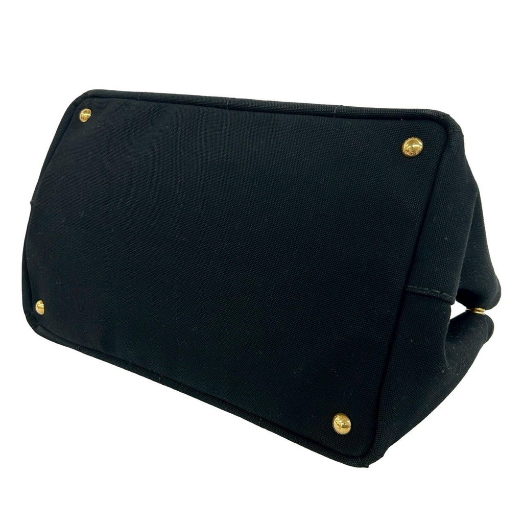 Prada Canapa Triangle Logo Canvas 2-Way Shoulder Bag Tote Black — view 8