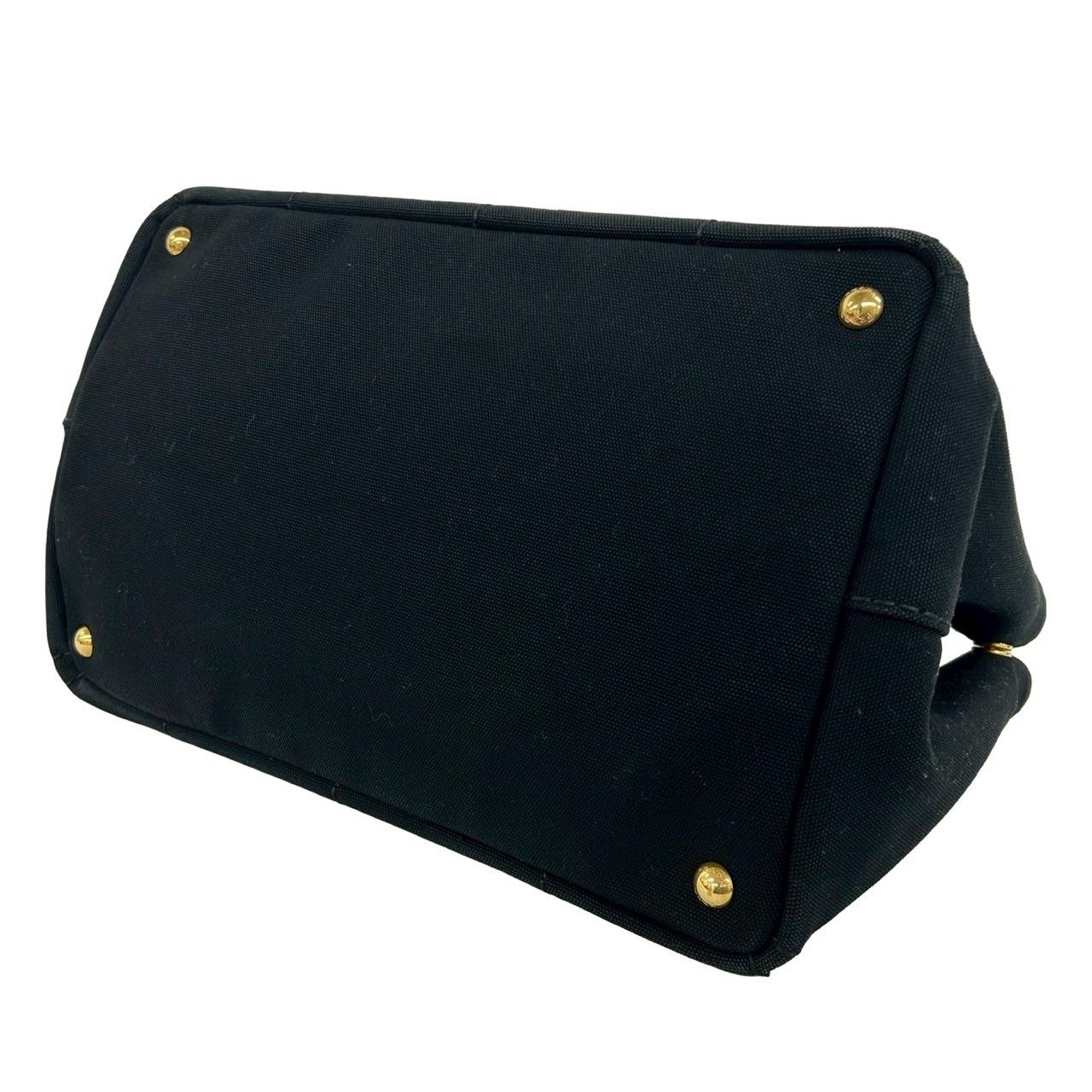 Prada Canapa Triangle Logo Canvas 2-Way Shoulder Bag Tote Black — view 8