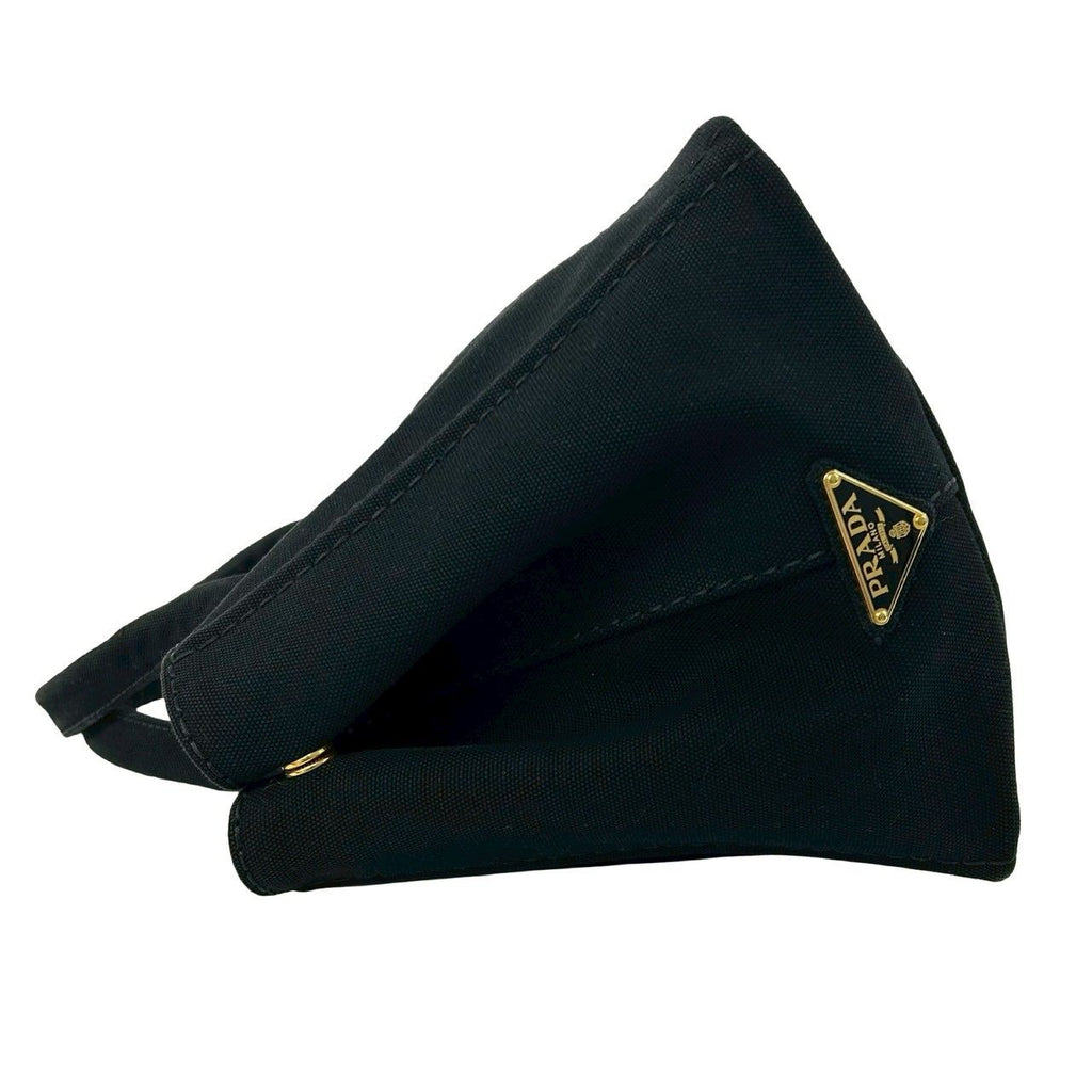 Prada Canapa Triangle Logo Canvas 2-Way Shoulder Bag Tote Black — view 5
