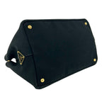 Prada Canapa Triangle Logo Canvas 2-Way Shoulder Bag Tote Black — view 7