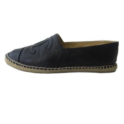 Chanel Espadrilles Slip on Shoes Lambskin Black — view 2