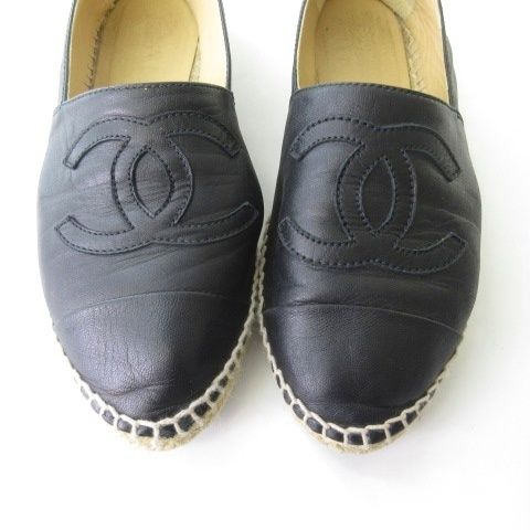 Chanel Espadrilles Slip on Shoes Lambskin Black — view 6