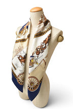 Hermes Carre 90 Scarf Winter Post L'hiver en Poste Vintage Navy White — view 8