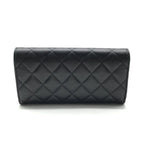 Chanel Quilted CC Logo Caviar Leather Wallet Black — view 3