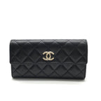 Chanel Quilted CC Logo Caviar Leather Wallet Black — view 2