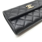 Chanel Quilted CC Logo Caviar Leather Wallet Black — view 6