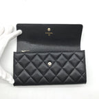 Chanel Quilted CC Logo Caviar Leather Wallet Black — view 7