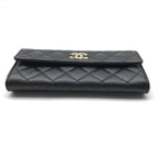 Chanel Quilted CC Logo Caviar Leather Wallet Black — view 4