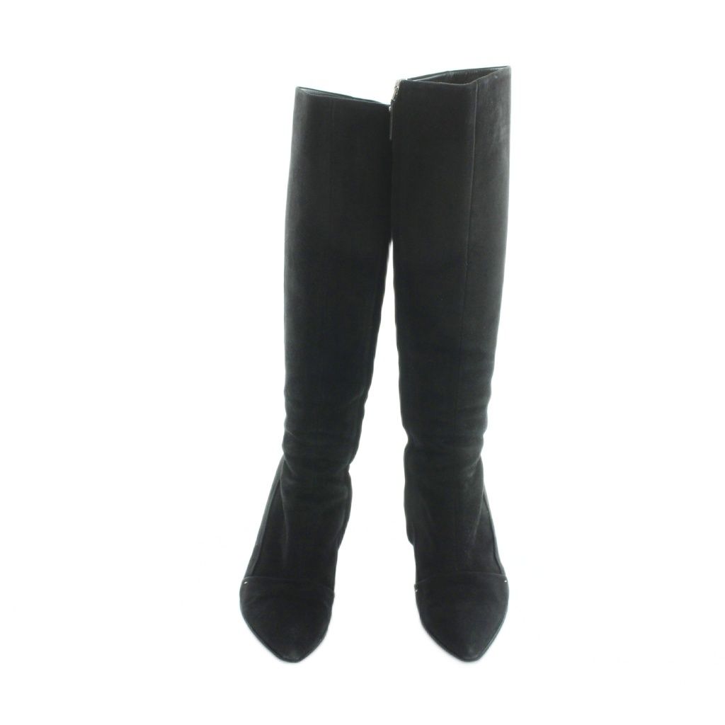 Louis Vuitton Long Boots Pointed Toe Logo Suede 35.5 Black — view 2