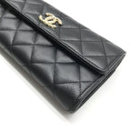 Chanel Quilted CC Logo Caviar Leather Wallet Black — view 5